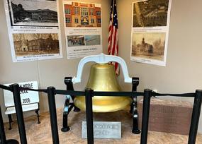 Central School bell displayed indoors in 2019