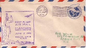First-day cover commemorating airmail service at Eielson Field