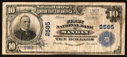 Ten-dollar note issued by the First National Bank of Mandan in 1921