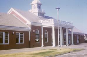 Track-side view of the Northern Pacific depot in August 1969