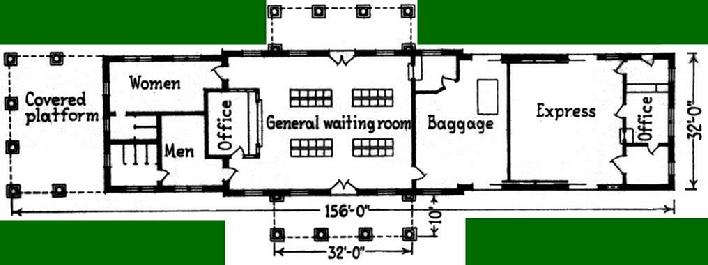 1931 Northern Pacific sketch of the Colonial depot layout