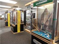 Scattered Village displays inside the library