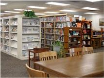 Book stacks inside the Morton Mandan Public Library